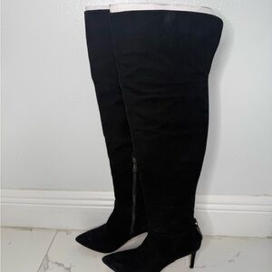Carolina Espinosa Black Suede Over-the-Knee Boots Pointed Toe Stiletto Spain